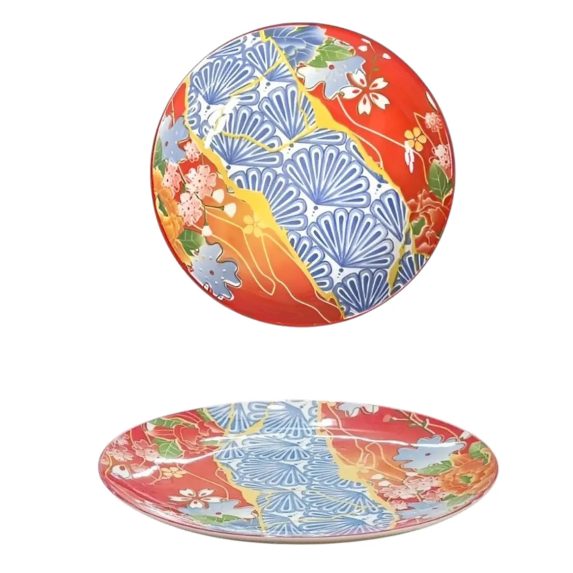 PIATTO PIANO IN PORCELLANA LINEA JAPAN II DIAM. 27CM MULTICOLORE