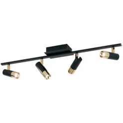 PLAFONIERA A LED 4 LUCI TOMARES NERO/OTTONE 78CM - 4X5W 1920lm 3000K: vendita online PLAFONIERA A LED 4 LUCI TOMARES NERO/OTTONE 78CM - 4X5W 1920lm 3000K in offerta