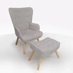 POLTRONA CON POUF FIORELLA IN TESSUTO TORTORA: vendita online POLTRONA CON POUF FIORELLA IN TESSUTO TORTORA in offerta
