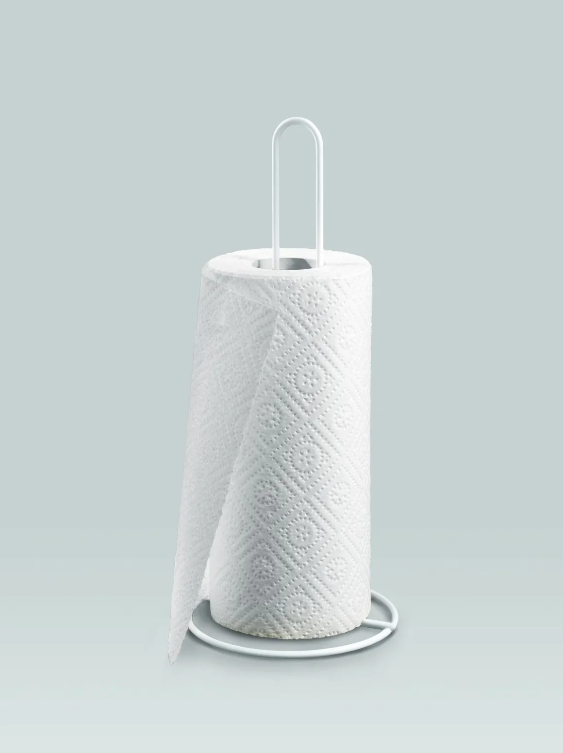 PORTA ROTOLO CARTA DA CUCINA ROLLY IN FERRO BIANCO 14X32CM