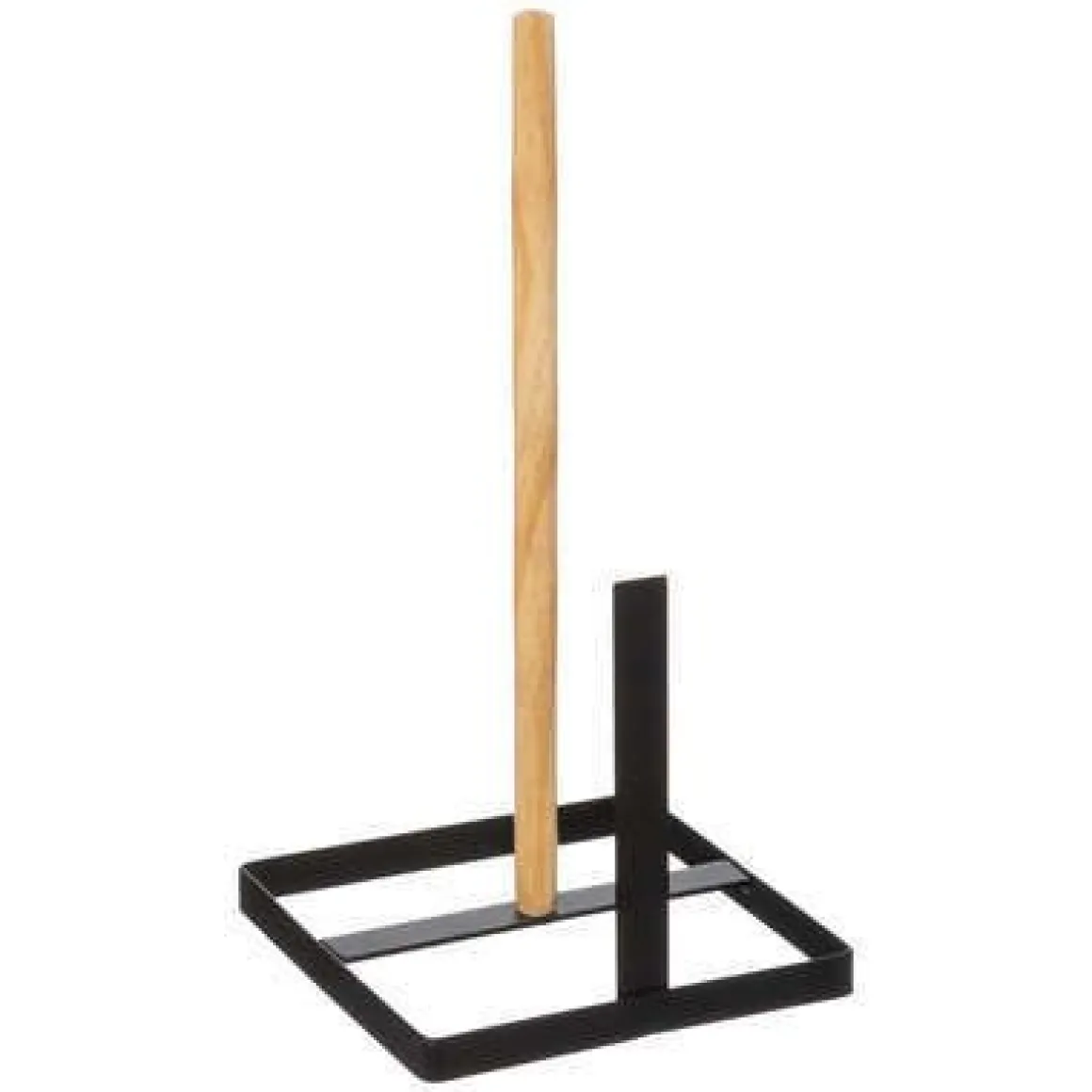 PORTAROTOLO IN METALLO E LEGNO NERO 15X15X30CM