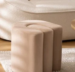 POUF BOLAN DIAM. CM 39.5 H. 40.5 IN VELLUTO BEIGE: vendita online POUF BOLAN DIAM. CM 39.5 H. 40.5 IN VELLUTO BEIGE in offerta