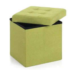 POUF CONTENITORE PIEGHEVOLE CM 40X40 H. 40 TESSUTO VERDE : vendita online POUF CONTENITORE PIEGHEVOLE CM 40X40 H. 40 TESSUTO VERDE in offerta