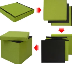 POUF CONTENITORE PIEGHEVOLE CM 40X40 H. 40 TESSUTO VERDE : vendita online POUF CONTENITORE PIEGHEVOLE CM 40X40 H. 40 TESSUTO VERDE in offerta