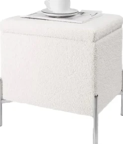 POUF CONTENITORE CM 45X45 H. 35 TESSUTO EFFETTO BOUCLE' BIANCO : vendita online POUF CONTENITORE CM 45X45 H. 35 TESSUTO EFFETTO BOUCLE' BIANCO in offerta