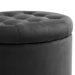 POUF CONTENITORE ROTONDO DIAM. 45 H. 41 TESSUTO EFFETTO VELLUTO GRIGIO: vendita online POUF CONTENITORE ROTONDO DIAM. 45 H. 41 TESSUTO EFFETTO VELLUTO GRIGIO in offerta