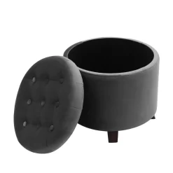 POUF CONTENITORE ROTONDO DIAM. 45 H. 41 TESSUTO EFFETTO VELLUTO GRIGIO: vendita online POUF CONTENITORE ROTONDO DIAM. 45 H. 41 TESSUTO EFFETTO VELLUTO GRIGIO in offerta