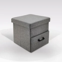 POUFF CONTENITORE PIEGHEVOLE CM 40X40 H. 40 TESSUTO GRIGIO: vendita online POUFF CONTENITORE PIEGHEVOLE CM 40X40 H. 40 TESSUTO GRIGIO in offerta