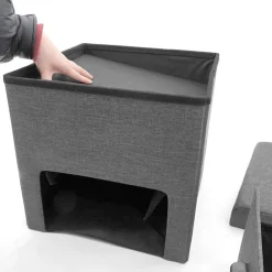 POUFF CONTENITORE PIEGHEVOLE CM 40X40 H. 40 TESSUTO GRIGIO: vendita online POUFF CONTENITORE PIEGHEVOLE CM 40X40 H. 40 TESSUTO GRIGIO in offerta