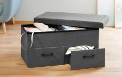 POUFF CONTENITORE PIEGHEVOLE CM 78X40 H. 40 IN TESSUTO GRIGIO: vendita online POUFF CONTENITORE PIEGHEVOLE CM 78X40 H. 40 IN TESSUTO GRIGIO in offerta