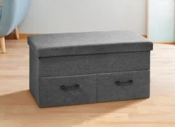 POUFF CONTENITORE PIEGHEVOLE CM 78X40 H. 40 IN TESSUTO GRIGIO: vendita online POUFF CONTENITORE PIEGHEVOLE CM 78X40 H. 40 IN TESSUTO GRIGIO in offerta