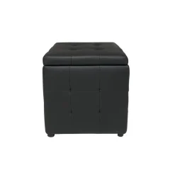 POUFF CONTENITORE CM 44X44 H. 45 IN ECOPELLE NERA: vendita online POUFF CONTENITORE CM 44X44 H. 45 IN ECOPELLE NERA in offerta