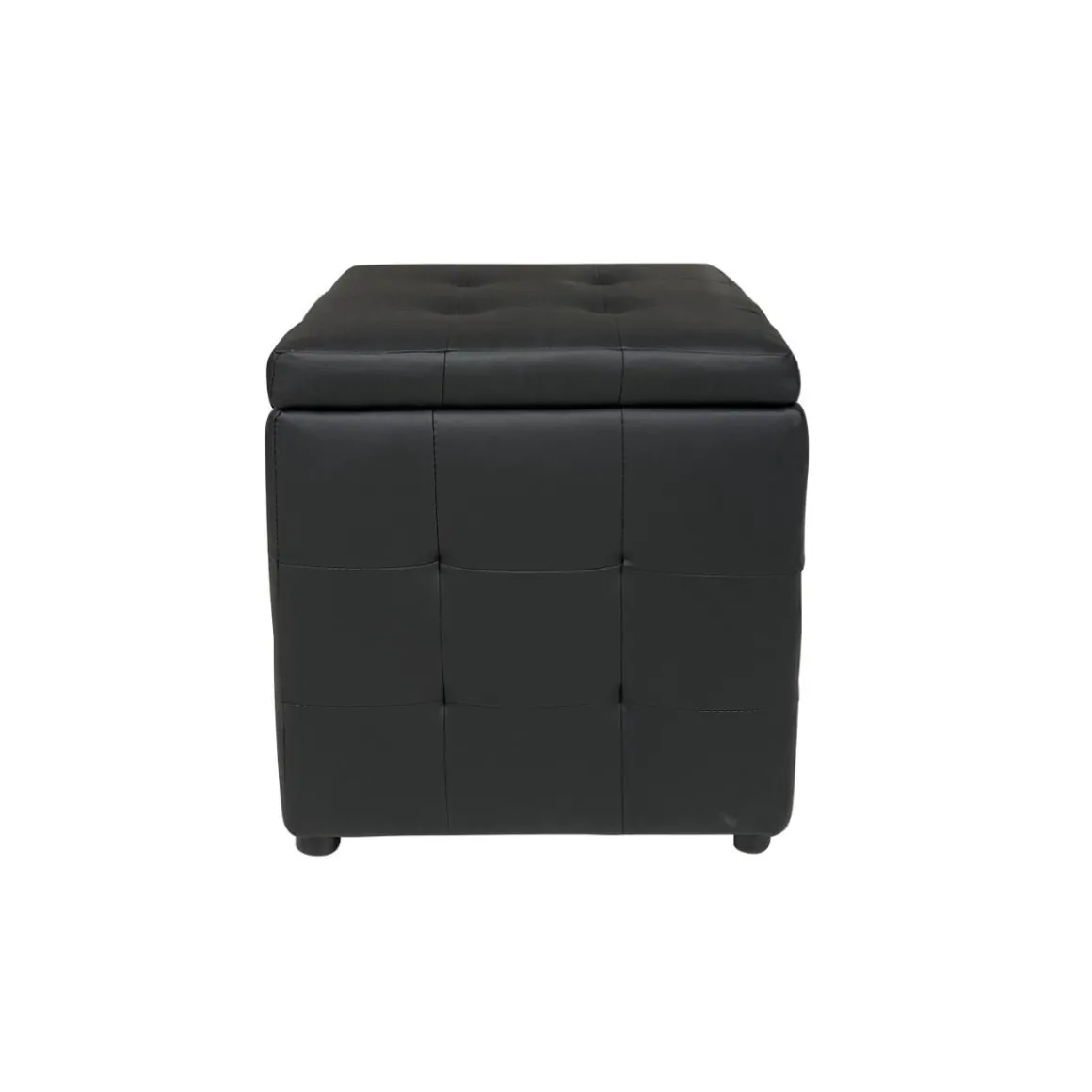 POUFF CONTENITORE CM 44X44 H. 45 IN ECOPELLE NERA: vendita online POUFF CONTENITORE CM 44X44 H. 45 IN ECOPELLE NERA in offerta