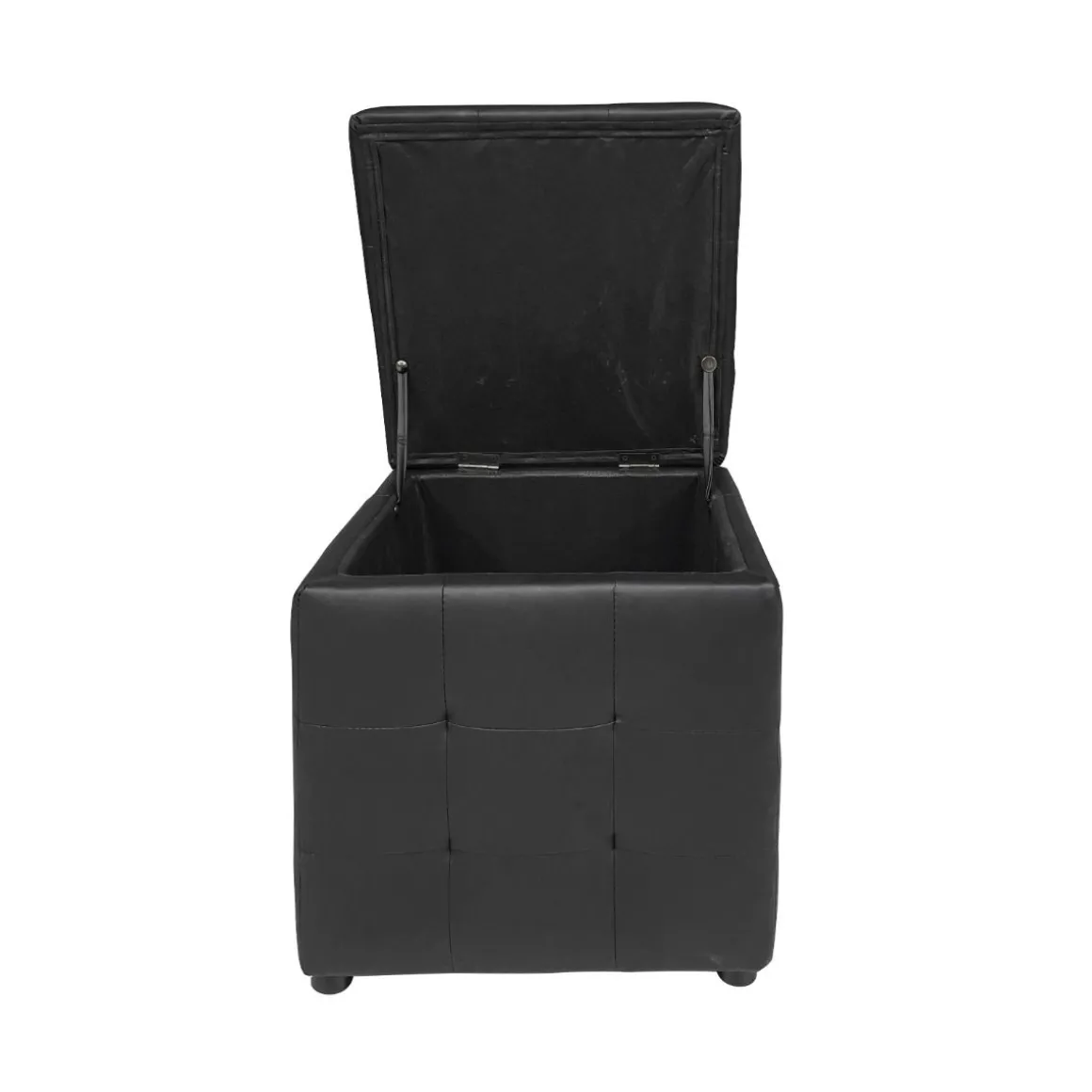 POUFF CONTENITORE CM 44X44 H. 45 IN ECOPELLE NERA: vendita online POUFF CONTENITORE CM 44X44 H. 45 IN ECOPELLE NERA in offerta