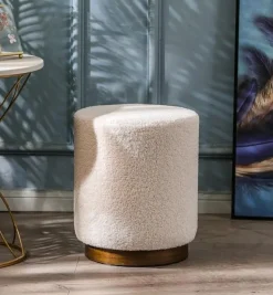 POUF ROTONDO DIAM. CM 40 H. 45 IN TESSUTO EFFETTO BOUCLE' BIANCO: vendita online POUF ROTONDO DIAM. CM 40 H. 45 IN TESSUTO EFFETTO BOUCLE' BIANCO in offerta