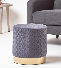 POUF ROTONDO DIAM. CM 42 H. 39 IN VELLUTO GRIGIO : vendita online POUF ROTONDO DIAM. CM 42 H. 39 IN VELLUTO GRIGIO in offerta