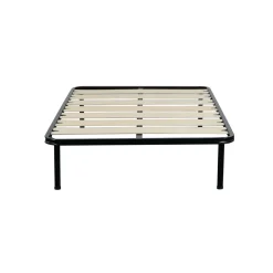 RETE 1 PIAZZA E 1/2 120X190 IN METALLO NERO CON 7 DOGHE