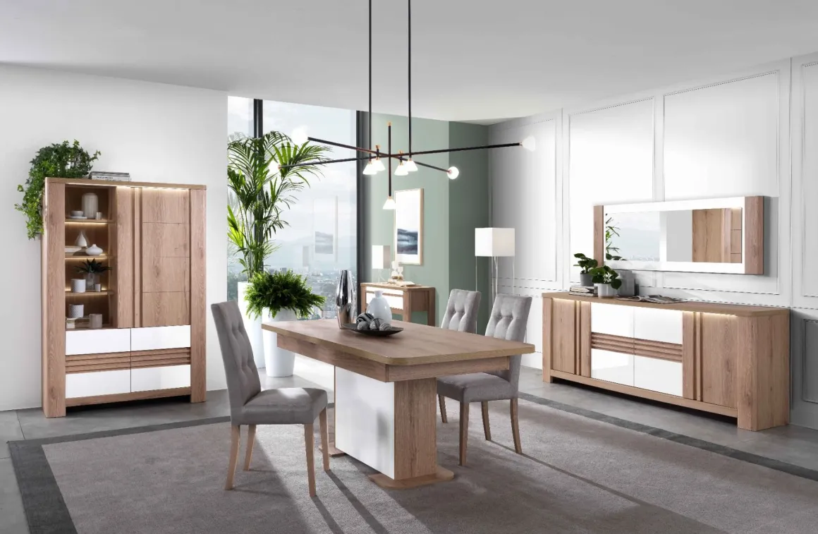 SALA COMPLETA ROVERE WELLINGTON E BIANCO LUCIDO