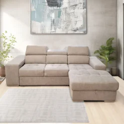 SALOTTO ANGOLARE SOFIA CON CHAISE LONGUE DX IN TESSUTO BEIGE: vendita online SALOTTO ANGOLARE SOFIA CON CHAISE LONGUE DX IN TESSUTO BEIGE in offerta