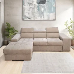 SALOTTO ANGOLARE SOFIA CON CHAISE LONGUE SX IN TESSUTO BEIGE: vendita online SALOTTO ANGOLARE SOFIA CON CHAISE LONGUE SX IN TESSUTO BEIGE in offerta