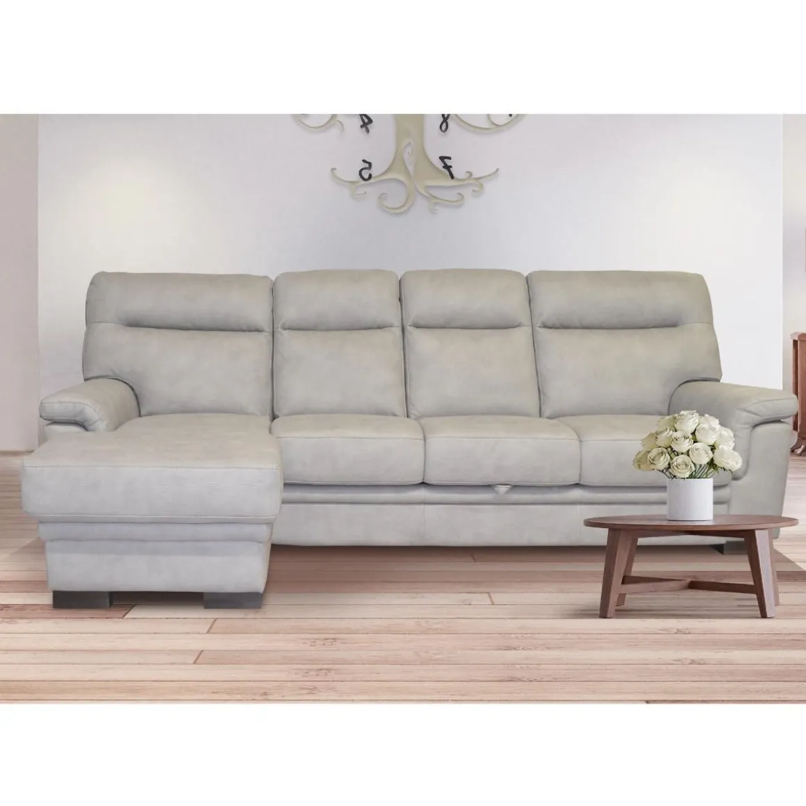 SALOTTO FLAVIA CON PENISOLA SX IN TESSUTO GRIGIO CHIARO: vendita online SALOTTO FLAVIA CON PENISOLA SX IN TESSUTO GRIGIO CHIARO in offerta