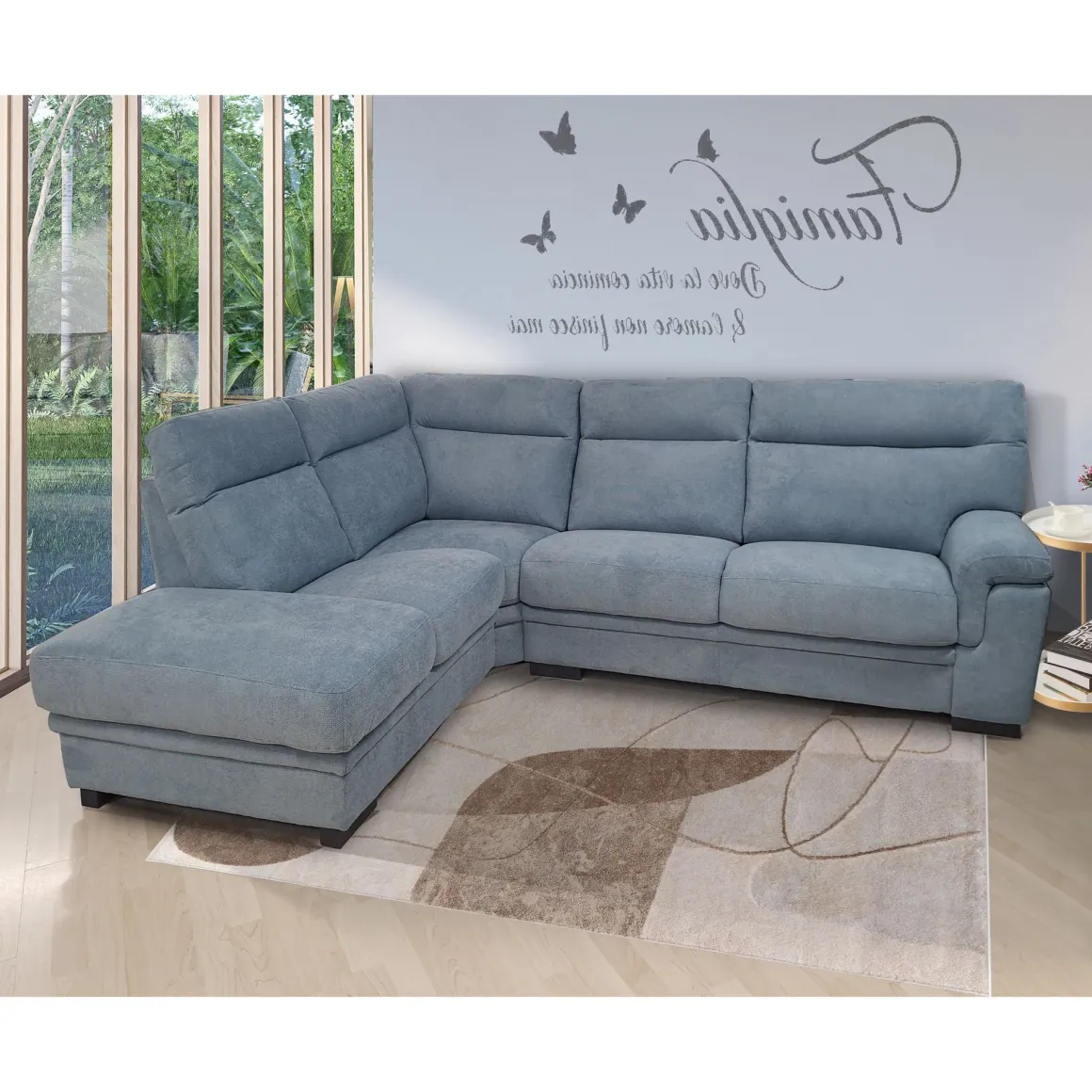 SALOTTO FLAVIA CON PENISOLA SX IN TESSUTO BLUE: vendita online SALOTTO FLAVIA CON PENISOLA SX IN TESSUTO BLUE in offerta