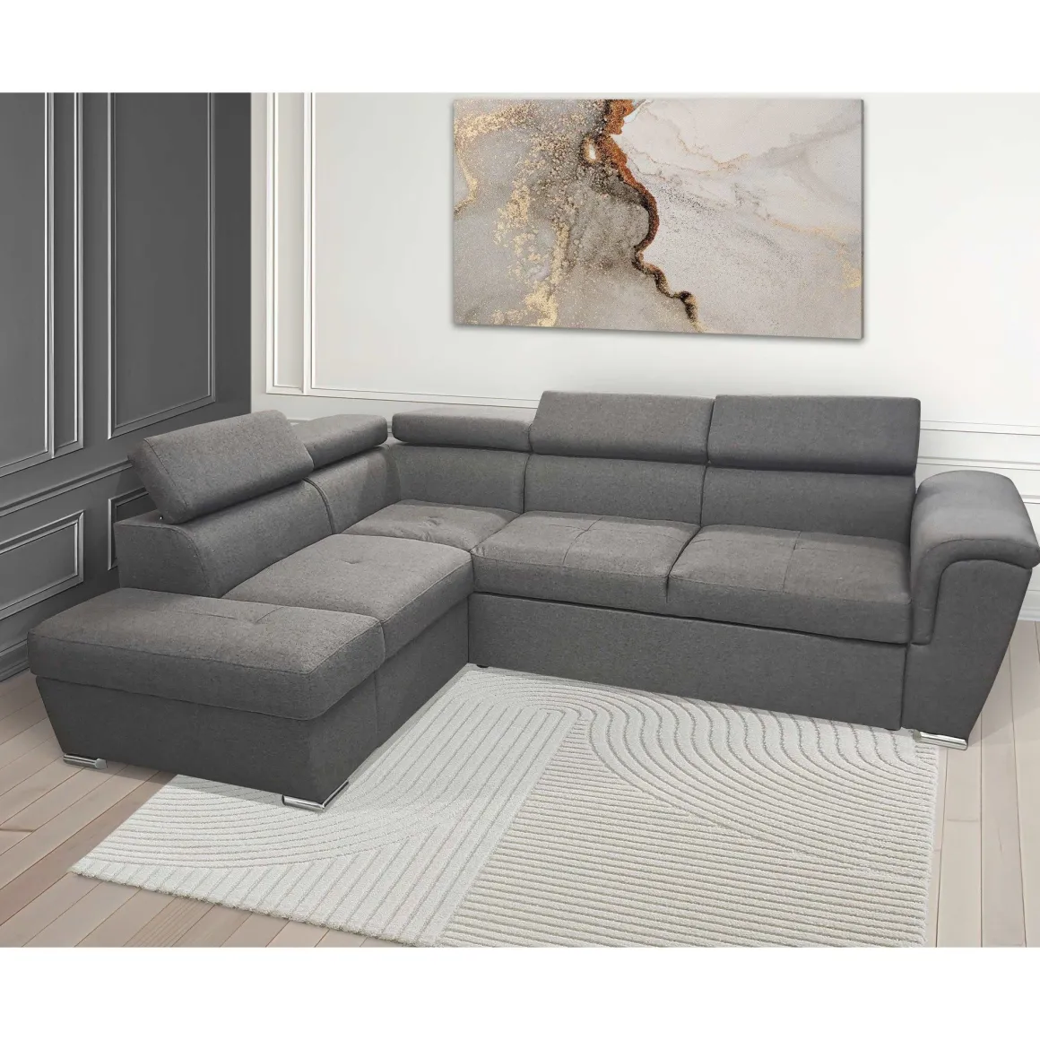 SALOTTO LONDON STYLE CON PENISOLA SX IN TESSUTO GRIGIO: vendita online SALOTTO LONDON STYLE CON PENISOLA SX IN TESSUTO GRIGIO in offerta