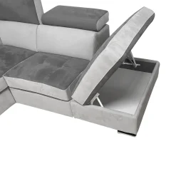 SALOTTO LUCIA CON PENISOLA IN TESSUTO GRIGIO BICOLORE: vendita online SALOTTO LUCIA CON PENISOLA IN TESSUTO GRIGIO BICOLORE in offerta
