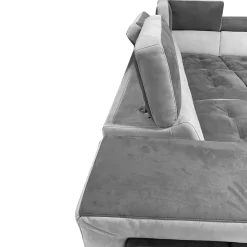 SALOTTO LUCIA CON PENISOLA IN TESSUTO GRIGIO BICOLORE: vendita online SALOTTO LUCIA CON PENISOLA IN TESSUTO GRIGIO BICOLORE in offerta