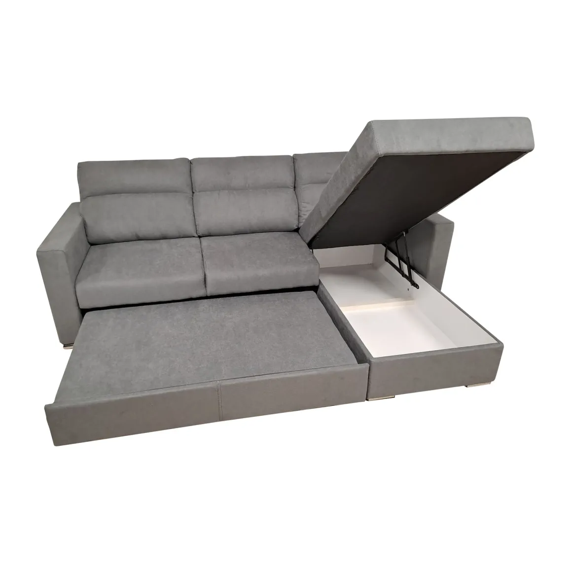 SALOTTO MOD. KENDALL CON PENISOLA E CARRELLO ESTRAIBILE IN TESSUTO GRIGIO: vendita online SALOTTO MOD. KENDALL CON PENISOLA E CARRELLO ESTRAIBILE IN TESSUTO GRIGIO in offerta