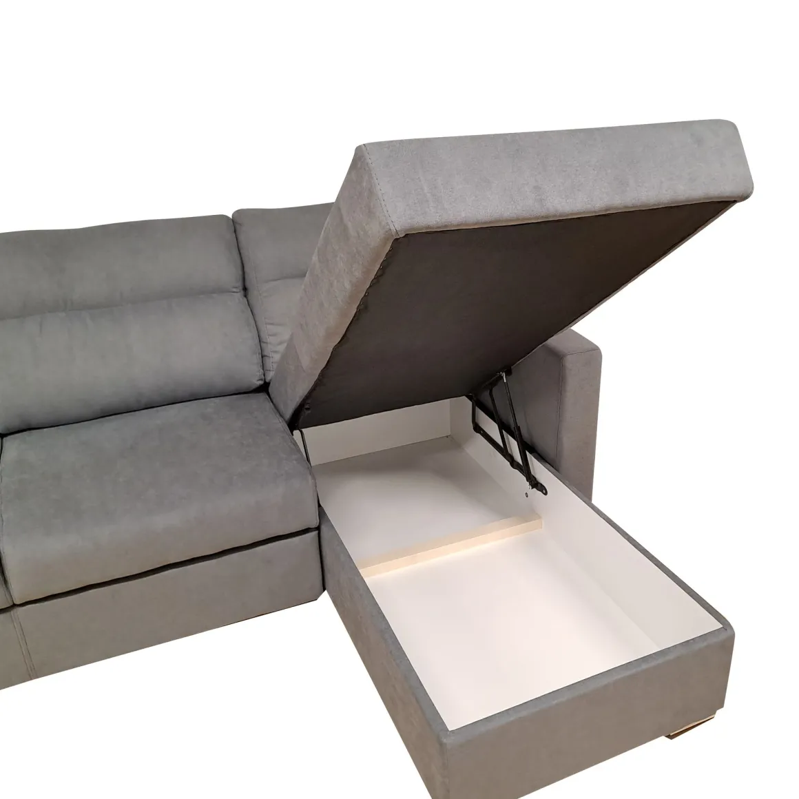 SALOTTO MOD. KENDALL CON PENISOLA E CARRELLO ESTRAIBILE IN TESSUTO GRIGIO: vendita online SALOTTO MOD. KENDALL CON PENISOLA E CARRELLO ESTRAIBILE IN TESSUTO GRIGIO in offerta