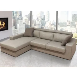 SALOTTO ROMA CON PENISOLA SX IN TESSUTO BEIGE: vendita online SALOTTO ROMA CON PENISOLA SX IN TESSUTO BEIGE in offerta