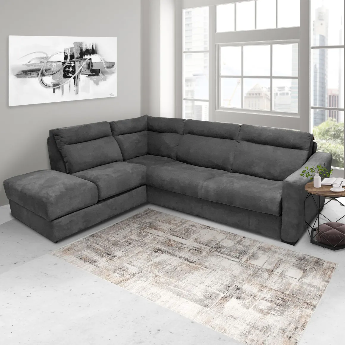SALOTTO RYAN ANGOLARE SX CON RETE ELETTROSALDATA IN TESSUTO GRAFITE: vendita online SALOTTO RYAN ANGOLARE SX CON RETE ELETTROSALDATA IN TESSUTO GRAFITE in offerta