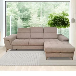 SALOTTO STELLA CHAISE LONGUE DX CON CARRELLO ESTRAIBILE IN TESSUTO TORTORA: vendita online SALOTTO STELLA CHAISE LONGUE DX CON CARRELLO ESTRAIBILE IN TESSUTO TORTORA in offerta