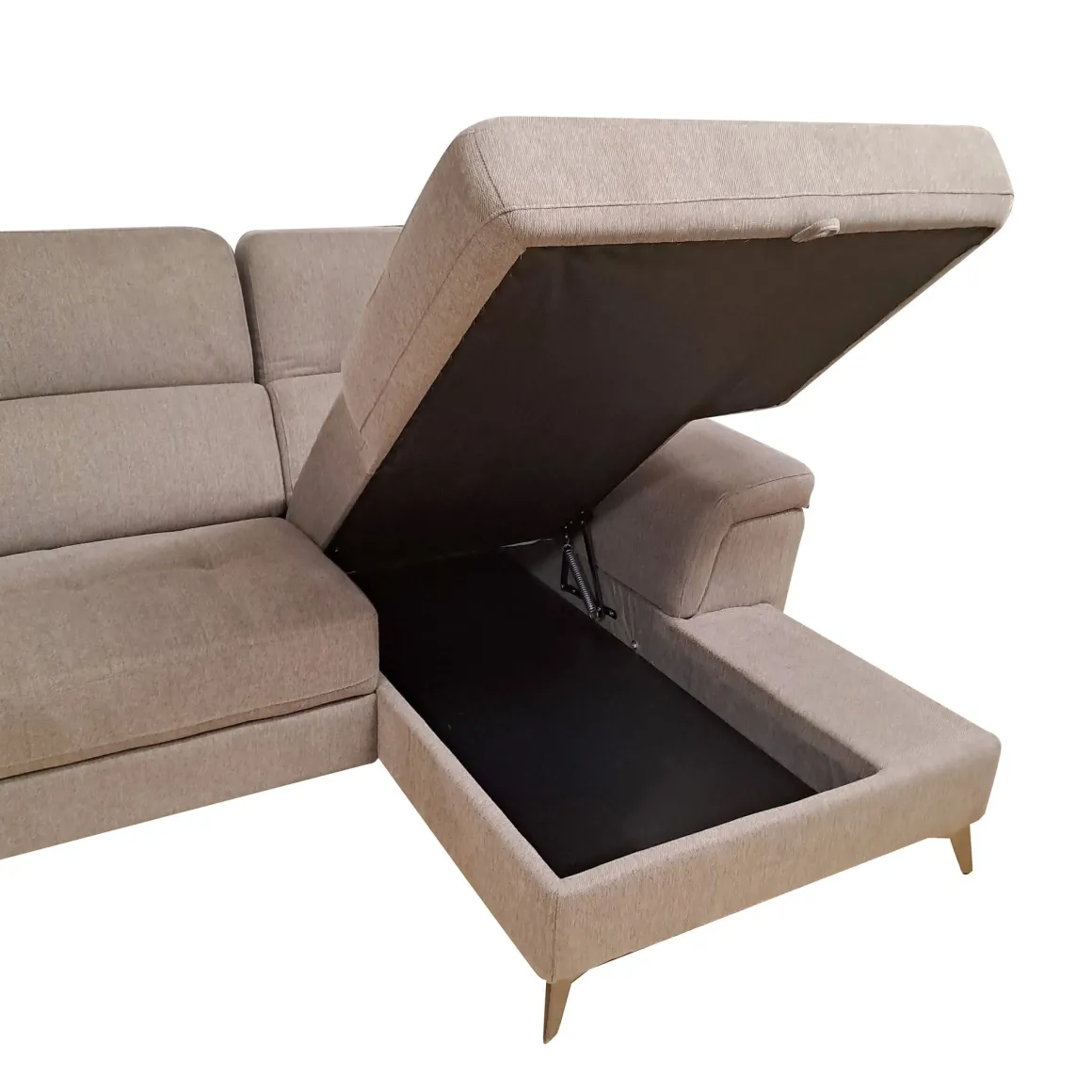 SALOTTO STELLA CHAISE LONGUE DX CON CARRELLO ESTRAIBILE IN TESSUTO TORTORA: vendita online SALOTTO STELLA CHAISE LONGUE DX CON CARRELLO ESTRAIBILE IN TESSUTO TORTORA in offerta