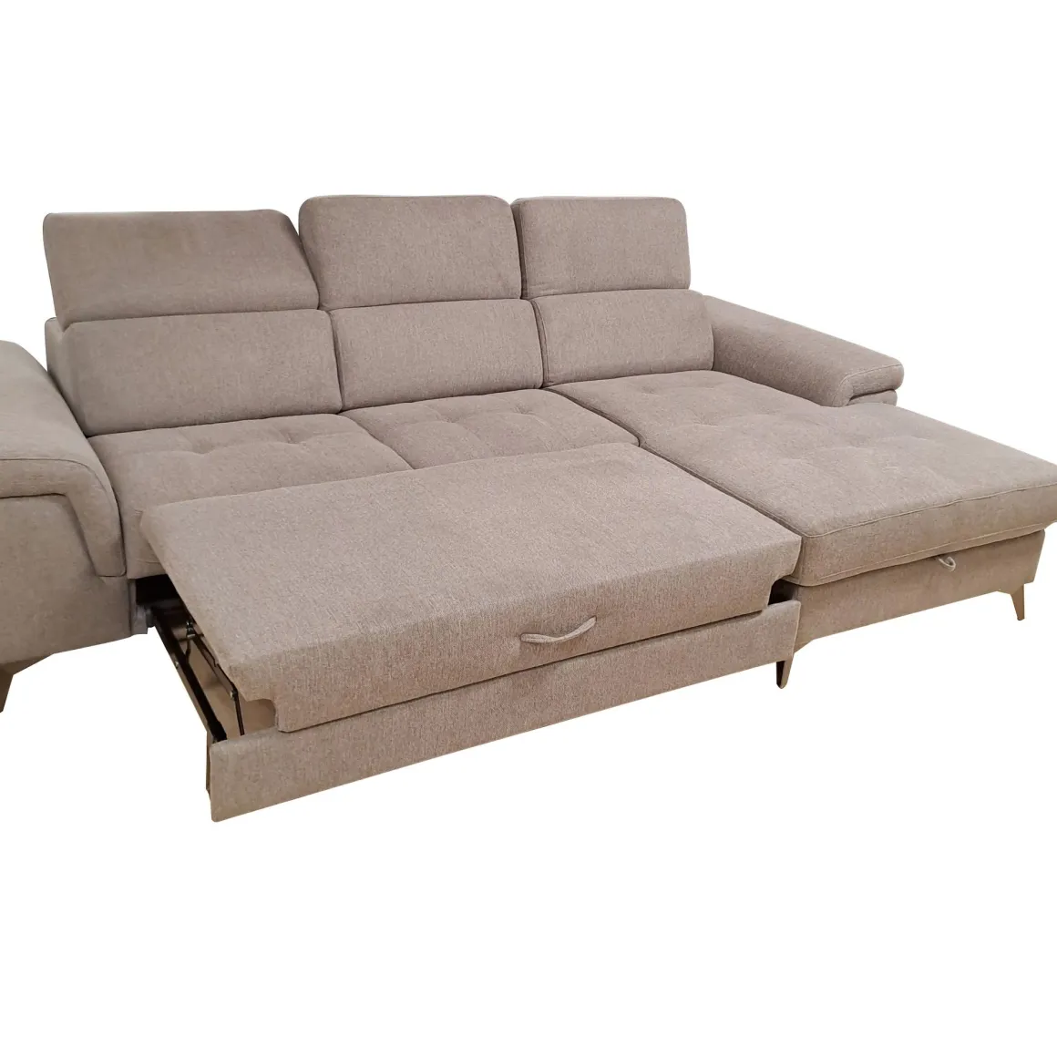 SALOTTO STELLA CHAISE LONGUE DX CON CARRELLO ESTRAIBILE IN TESSUTO TORTORA: vendita online SALOTTO STELLA CHAISE LONGUE DX CON CARRELLO ESTRAIBILE IN TESSUTO TORTORA in offerta
