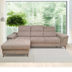 SALOTTO STELLA CHAISE LONGUE SX CON CARRELLO ESTRAIBILE IN TESSUTO TORTORA: vendita online SALOTTO STELLA CHAISE LONGUE SX CON CARRELLO ESTRAIBILE IN TESSUTO TORTORA in offerta