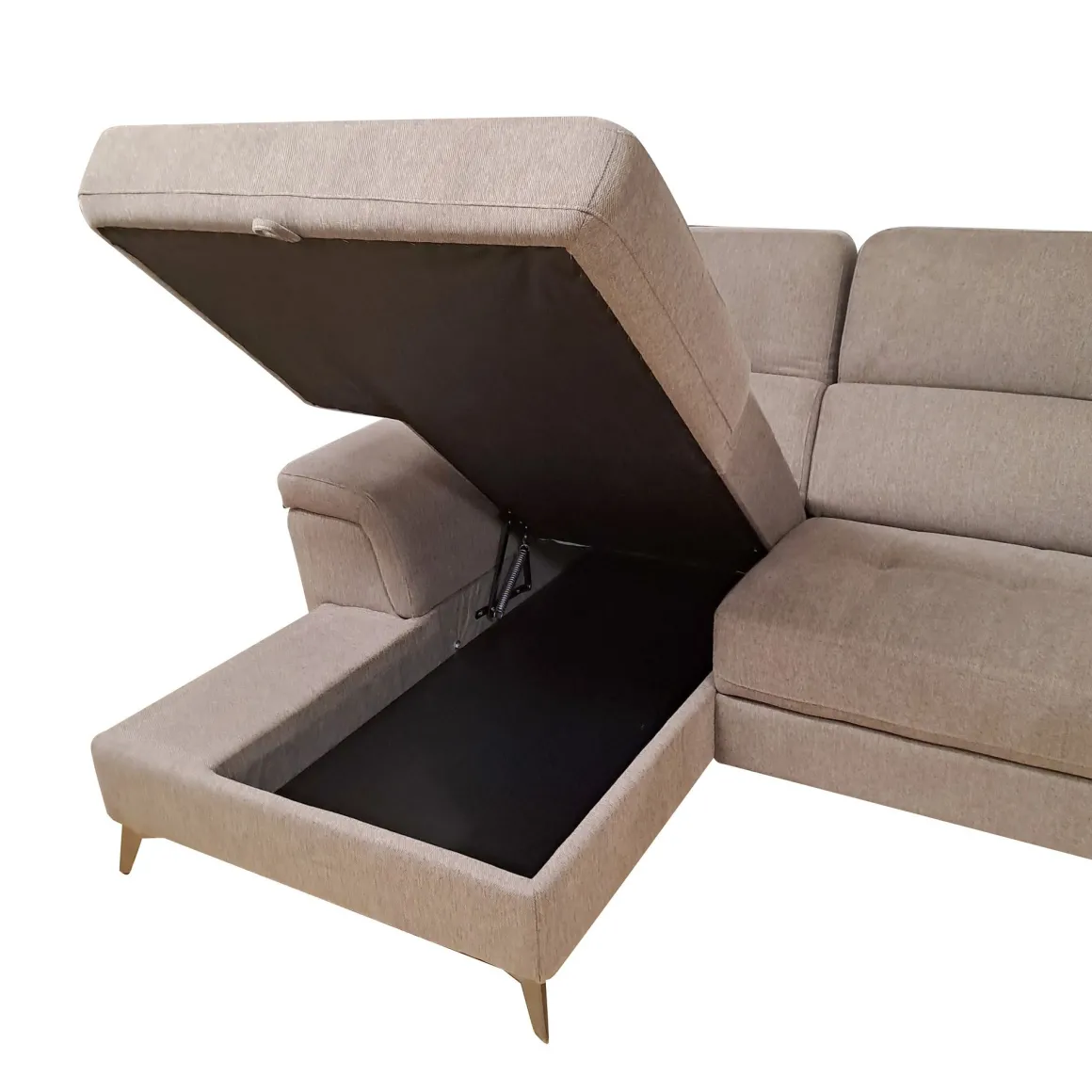 SALOTTO STELLA CHAISE LONGUE SX CON CARRELLO ESTRAIBILE IN TESSUTO TORTORA: vendita online SALOTTO STELLA CHAISE LONGUE SX CON CARRELLO ESTRAIBILE IN TESSUTO TORTORA in offerta
