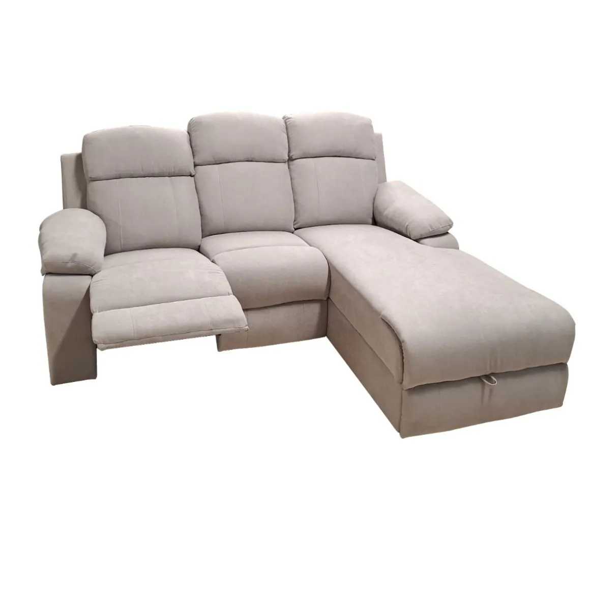 SALOTTO ULISSE CHAISE LONGUE DX CON RECLINER MANUALE TESSUTO TORTORA CHIARO: vendita online SALOTTO ULISSE CHAISE LONGUE DX CON RECLINER MANUALE TESSUTO TORTORA CHIARO in offerta