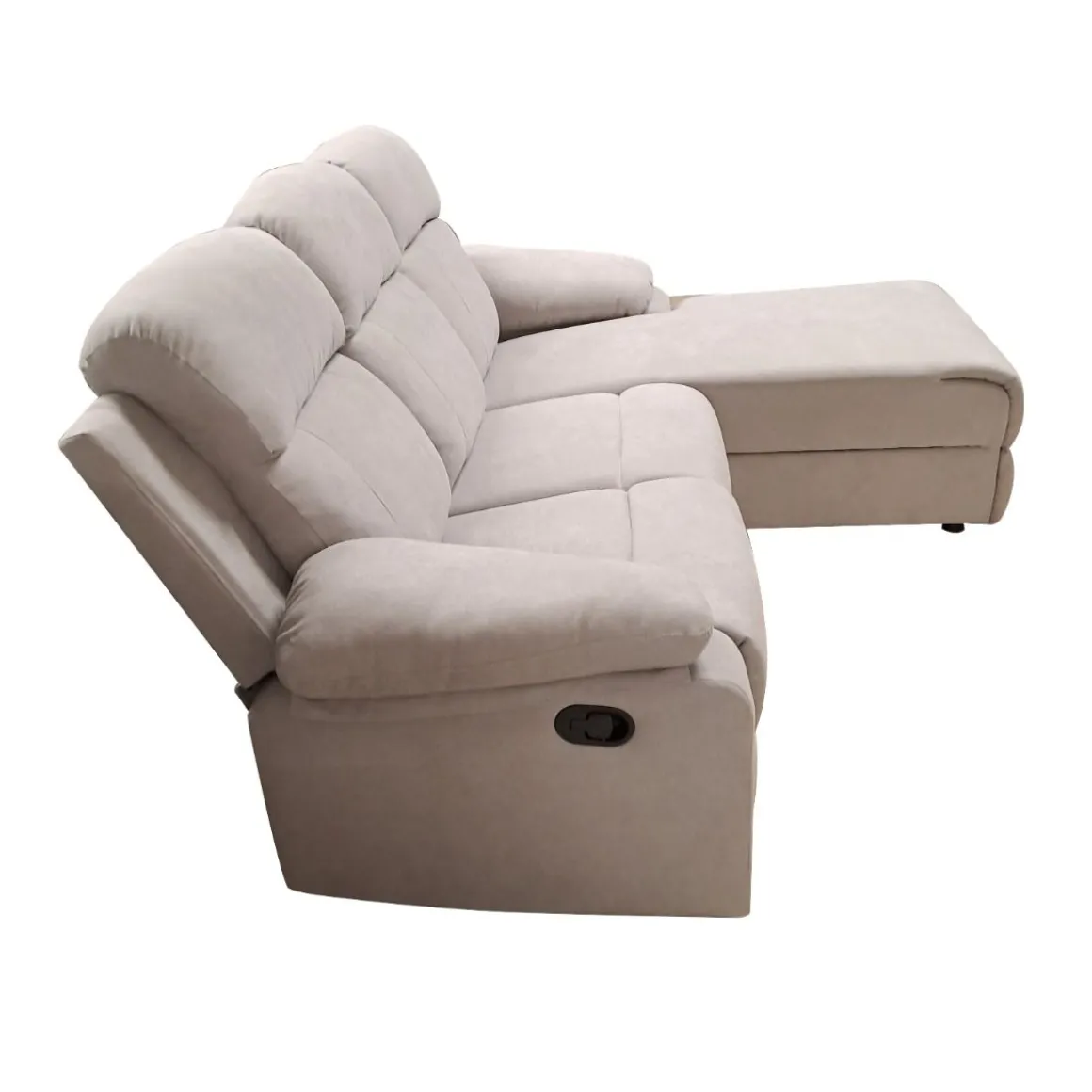 SALOTTO ULISSE CHAISE LONGUE DX CON RECLINER MANUALE TESSUTO TORTORA CHIARO: vendita online SALOTTO ULISSE CHAISE LONGUE DX CON RECLINER MANUALE TESSUTO TORTORA CHIARO in offerta