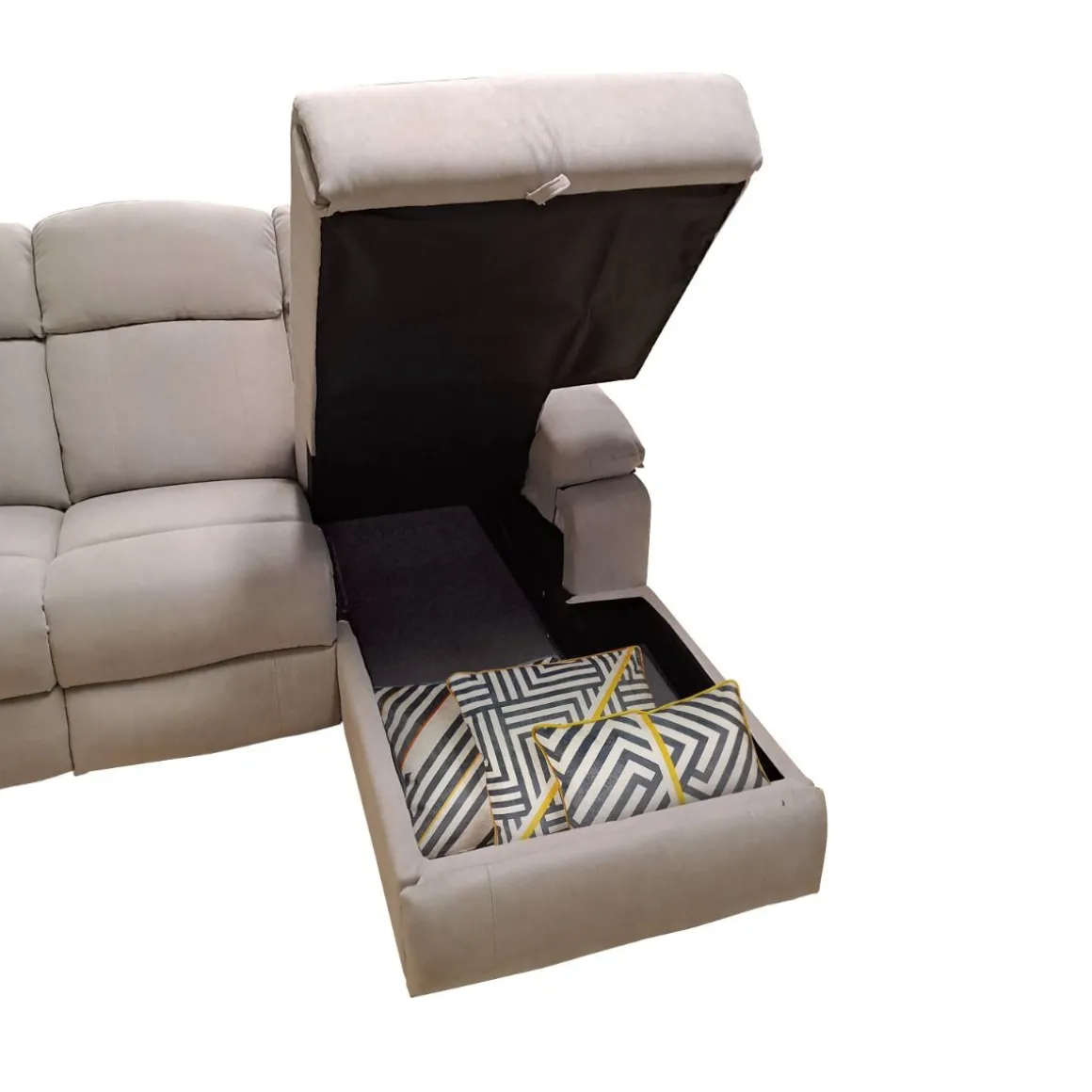 SALOTTO ULISSE CHAISE LONGUE DX CON RECLINER MANUALE TESSUTO TORTORA CHIARO: vendita online SALOTTO ULISSE CHAISE LONGUE DX CON RECLINER MANUALE TESSUTO TORTORA CHIARO in offerta