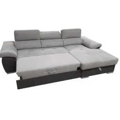 SALOTTO VERONICA CON PENISOLA DX IN TESSUTO GRIGIO BICOLORE: vendita online SALOTTO VERONICA CON PENISOLA DX IN TESSUTO GRIGIO BICOLORE in offerta