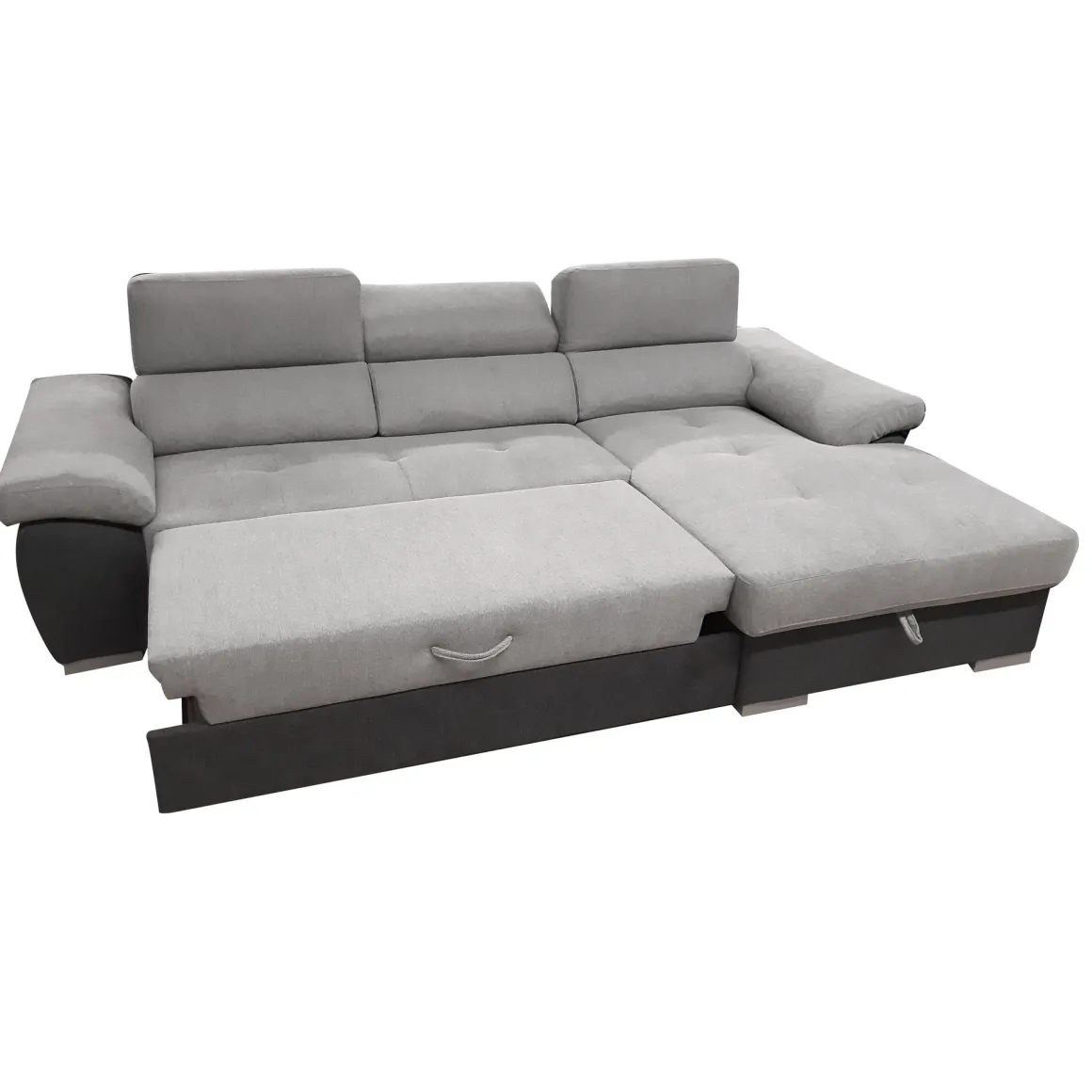 SALOTTO VERONICA CON PENISOLA DX IN TESSUTO GRIGIO BICOLORE: vendita online SALOTTO VERONICA CON PENISOLA DX IN TESSUTO GRIGIO BICOLORE in offerta