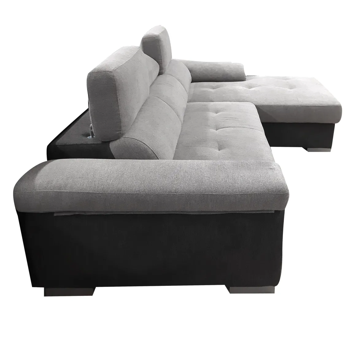 SALOTTO VERONICA CON PENISOLA DX IN TESSUTO GRIGIO BICOLORE: vendita online SALOTTO VERONICA CON PENISOLA DX IN TESSUTO GRIGIO BICOLORE in offerta