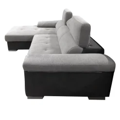 SALOTTO VERONICA CON PENISOLA SX IN TESSUTO GRIGIO BICOLORE: vendita online SALOTTO VERONICA CON PENISOLA SX IN TESSUTO GRIGIO BICOLORE in offerta