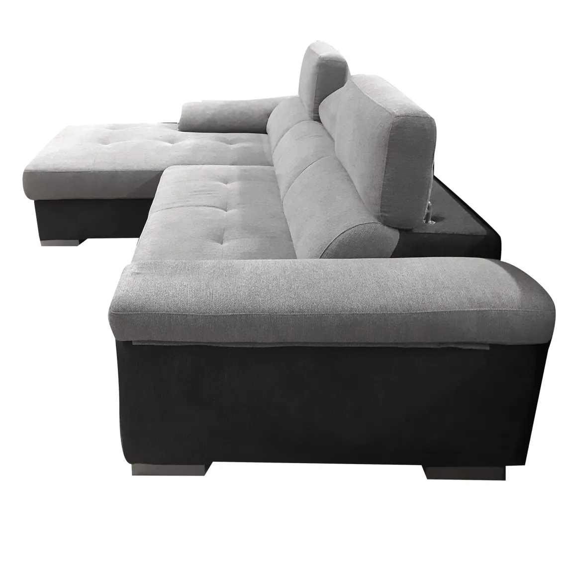 SALOTTO VERONICA CON PENISOLA SX IN TESSUTO GRIGIO BICOLORE: vendita online SALOTTO VERONICA CON PENISOLA SX IN TESSUTO GRIGIO BICOLORE in offerta