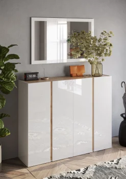 SCARPIERA 4 ANTE MOD. FRAME 140X35 H.111 CM BIANCO LUCIDO E CADIZ: vendita online SCARPIERA 4 ANTE MOD. FRAME 140X35 H.111 CM BIANCO LUCIDO E CADIZ in offerta