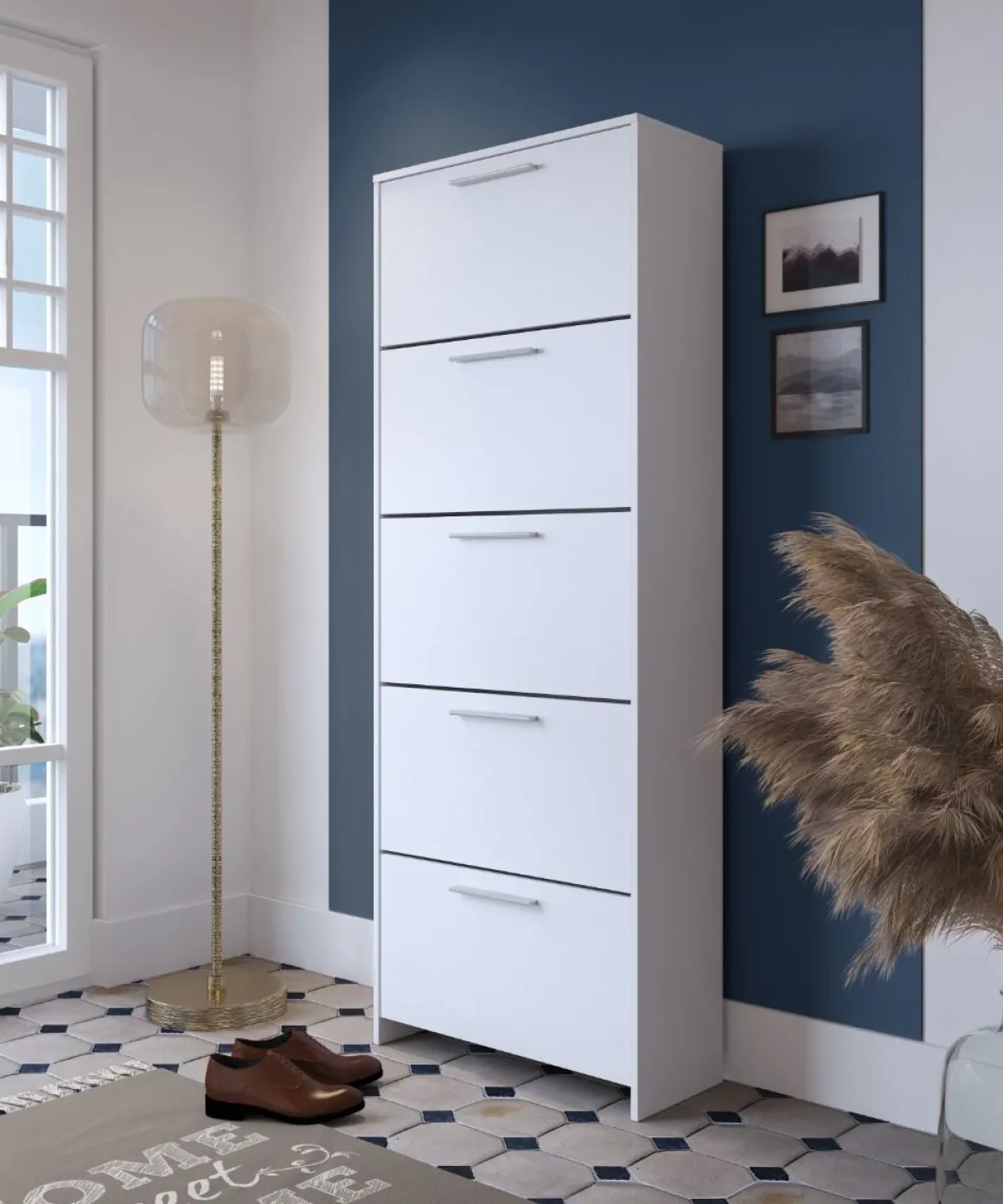 SCARPIERA 5 RIBALTE MOD. ANJA CM 69X28 H. 187 BIANCO: vendita online SCARPIERA 5 RIBALTE MOD. ANJA CM 69X28 H. 187 BIANCO in offerta