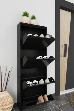 SCARPIERA 4 RIBALTE MOD. CABINET CM 50X15 H. 138 METALLO NERO : vendita online SCARPIERA 4 RIBALTE MOD. CABINET CM 50X15 H. 138 METALLO NERO in offerta