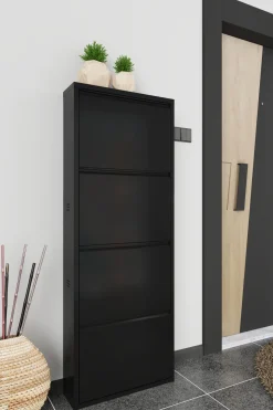 SCARPIERA 4 RIBALTE MOD. CABINET CM 50X15 H. 138 METALLO NERO : vendita online SCARPIERA 4 RIBALTE MOD. CABINET CM 50X15 H. 138 METALLO NERO in offerta